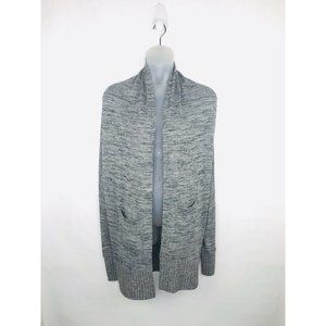 Jockey Cardigan Women Large Open Front Sweater with pockets Gray Black Hooded